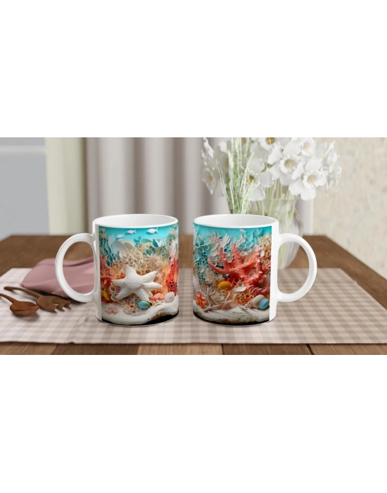 Mercan Ormanında Deniz Yıldızı Kupa Bardak