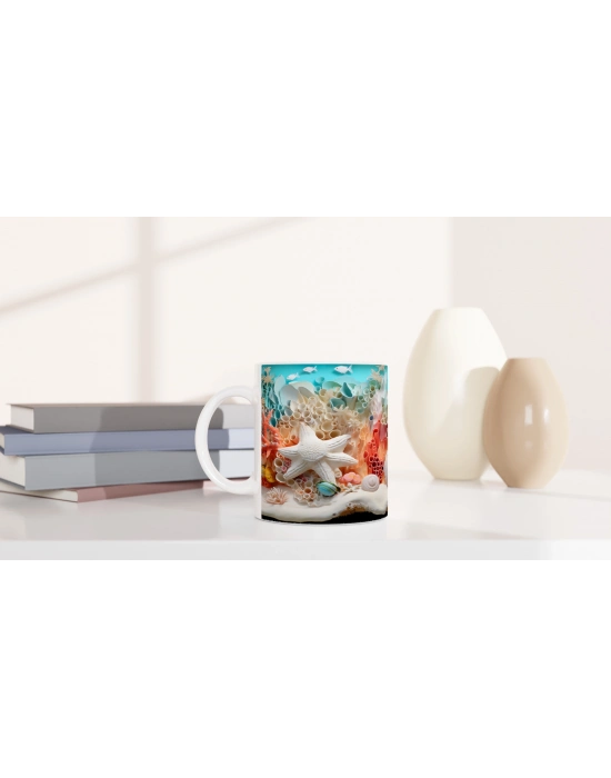 Mercan Ormanında Deniz Yıldızı Kupa Bardak