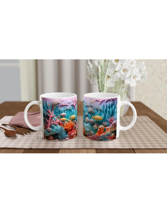 Mercan Ormanında Yüzen Renkler Kupa Bardak