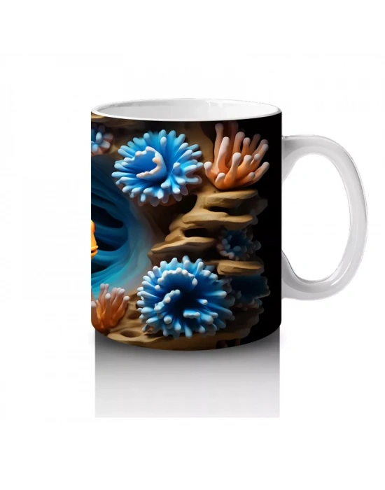 Mercan Resifinde Yüzen Neşeli Palyaço Balığı – Baskılı Kahve Kupası