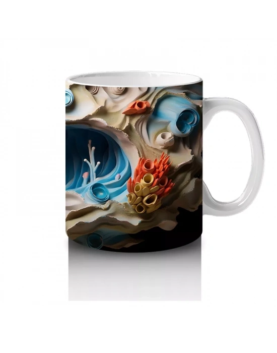 Mercan Resifinde Yüzen Palyaço Balığı Desenli Kupa Bardak