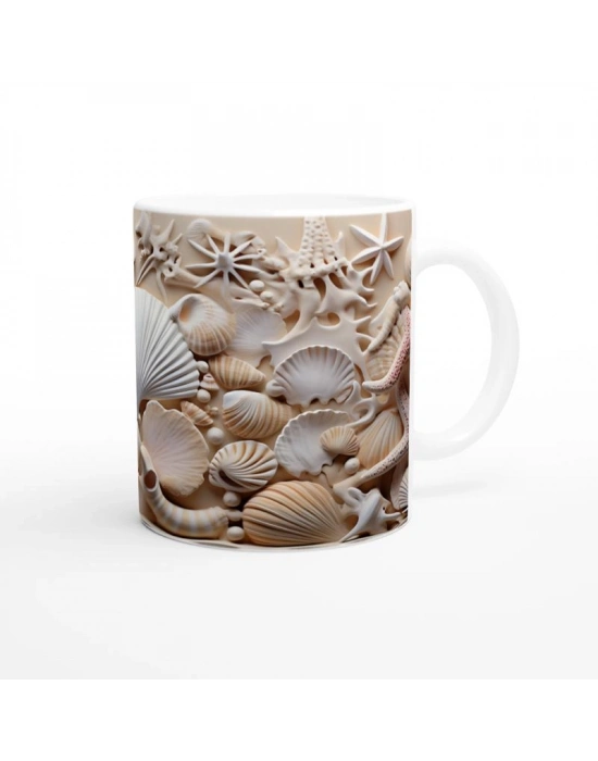 Mercan ve Deniz Yıldızı Motifli Su Altı Temalı Kupa Bardak