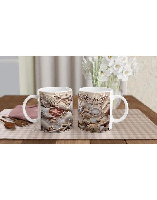 Mercan ve Deniz Yıldızı Motifli Su Altı Temalı Kupa Bardak