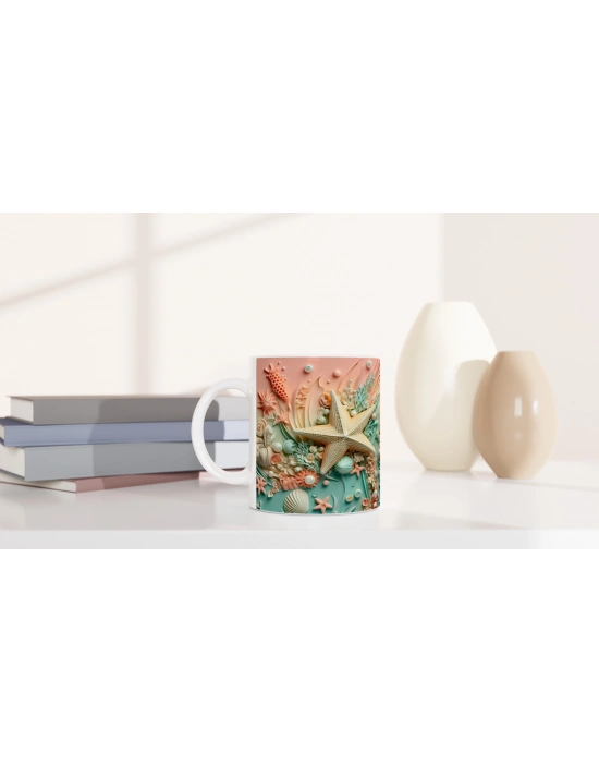 Mercanlar Arasında Deniz Yıldızı Temalı Baskılı Kupa Bardak