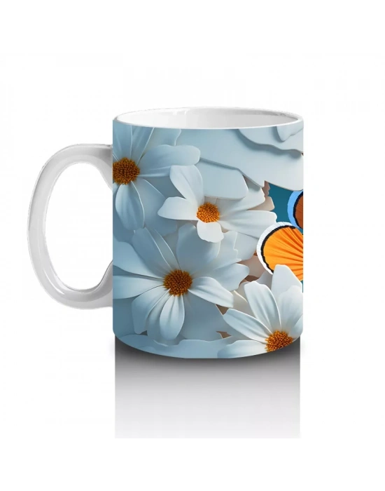 Mercanlar Arasında Neşeyle Yüzen Palyaço Balığı – Baskılı Kahve Kupası