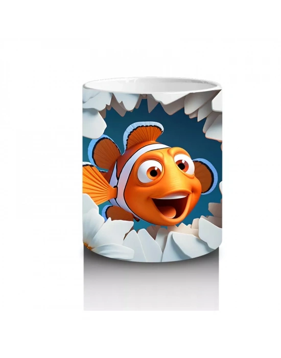 Mercanlar Arasında Neşeyle Yüzen Palyaço Balığı – Baskılı Kahve Kupası