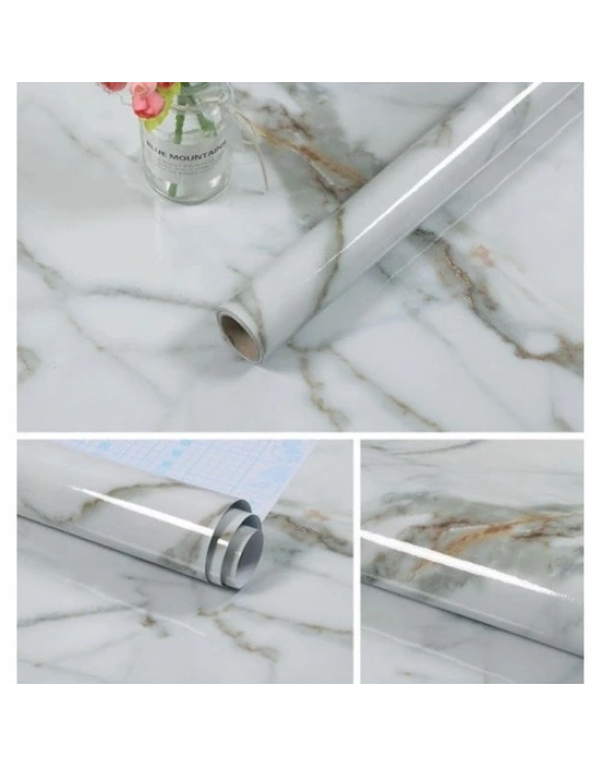 Mermer Desenli Folyo Sticker Masa Tezgah Duvar Kağıdı Su Geçirmez Yapışkanlı Folyo