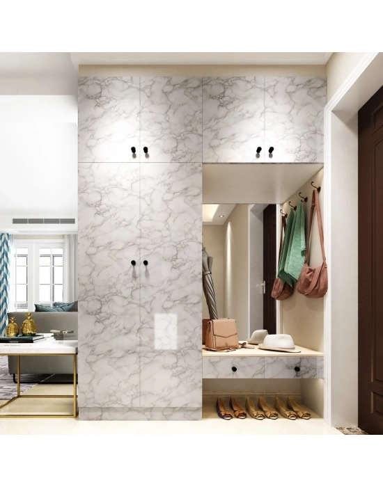 Mermer Desenli Folyo Sticker Masa Tezgah Duvar Kağıdı Su Geçirmez Yapışkanlı Folyo