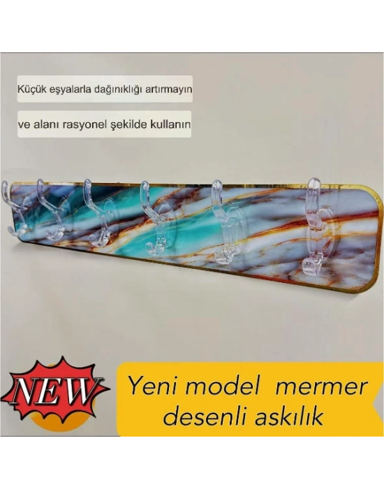 Mermer Desenli Yapışkanlı Askılık