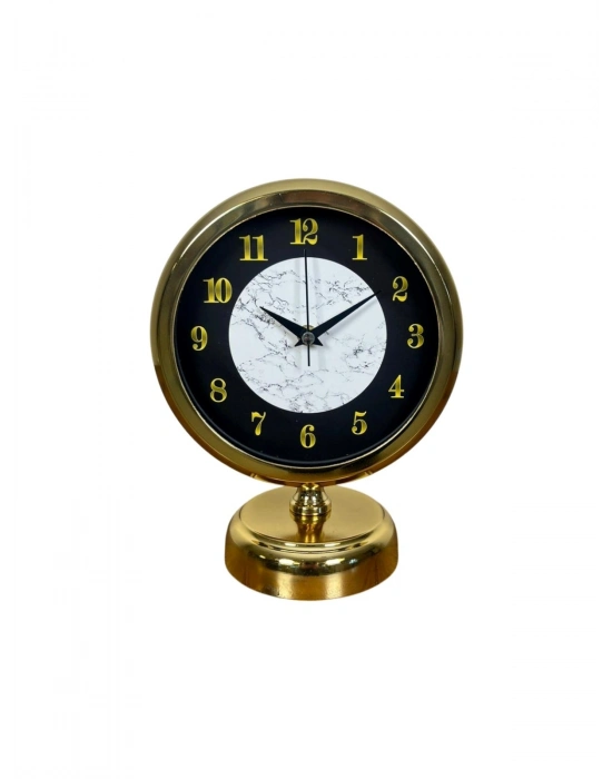 ® Mermer Işıltısı Gold 25 x 20 Cm Metal Masa Saati