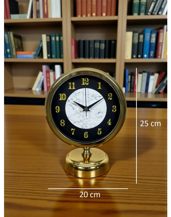 ® Mermer Işıltısı Gold 25 x 20 Cm Metal Masa Saati