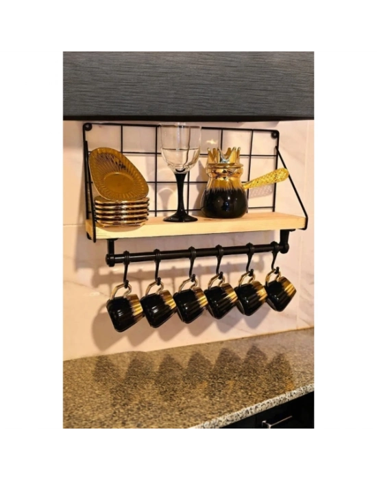 Metal Askılıklı Kahve Köşesi Rafı