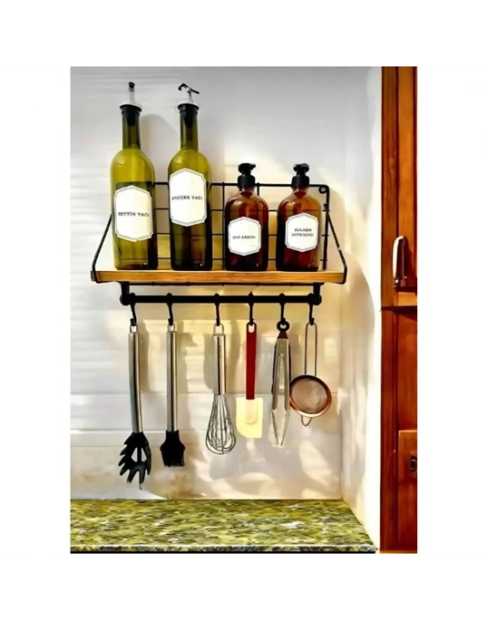 Metal Askılıklı Kahve Köşesi Rafı