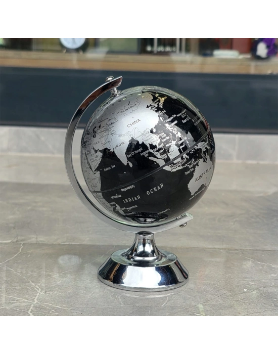 Metal Ayaklı Siyah Dünya Küresi