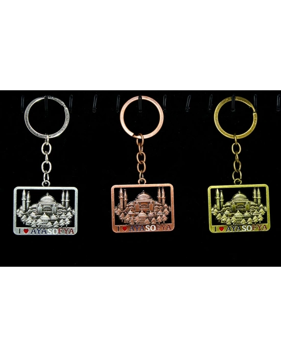Metal Ayasofya Anahtarlık Kare Tasarım