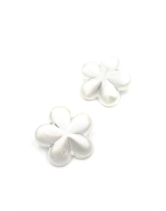 Metal Çiçek Küpe - Gümüş