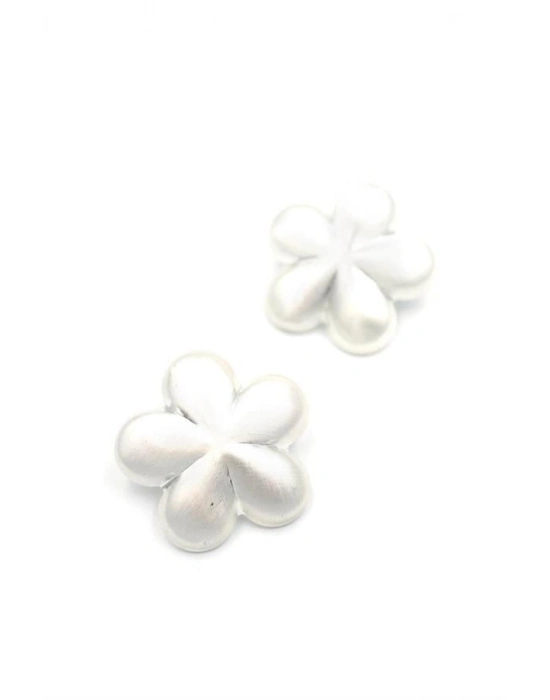 Metal Çiçek Küpe - Gümüş