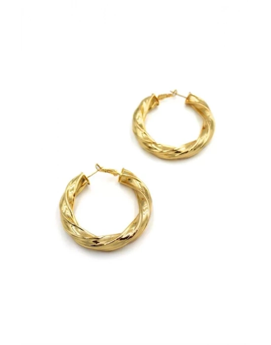 Metal Halka Küpe - Altın