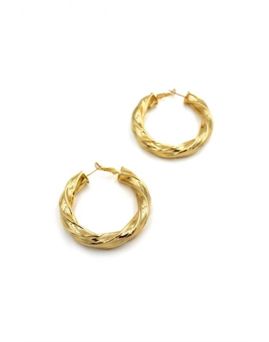 Metal Halka Küpe - Altın