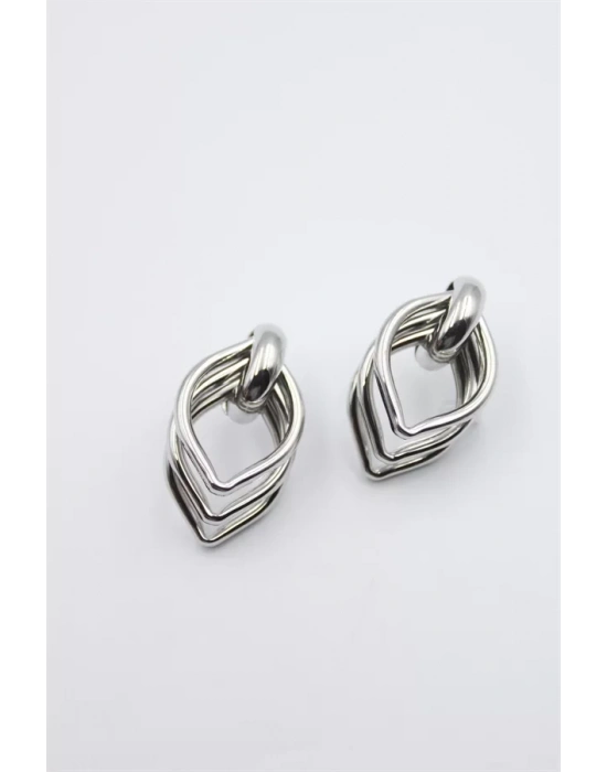 Metal Halka Küpe - Gümüş