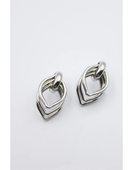 Metal Halka Küpe - Gümüş