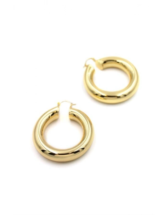 Metal Halka Küpe- Küçük - Altın