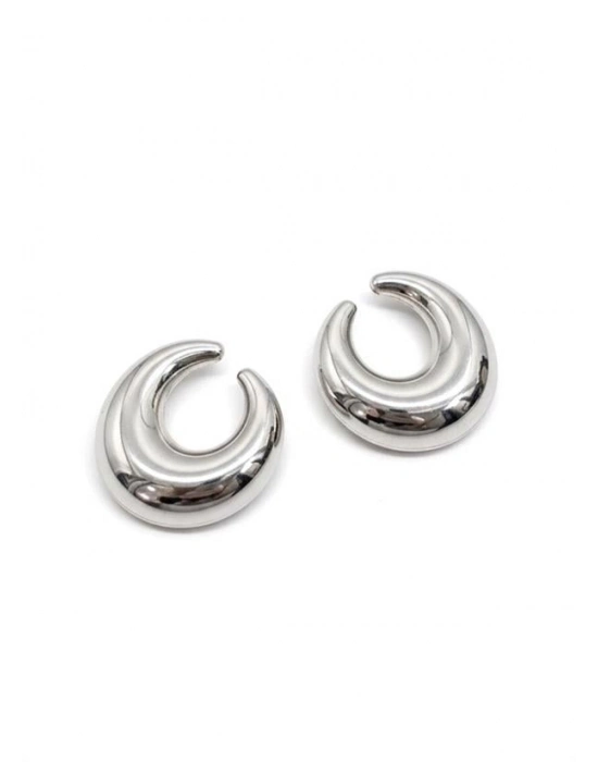 Metal Hilal Küpe - Gümüş