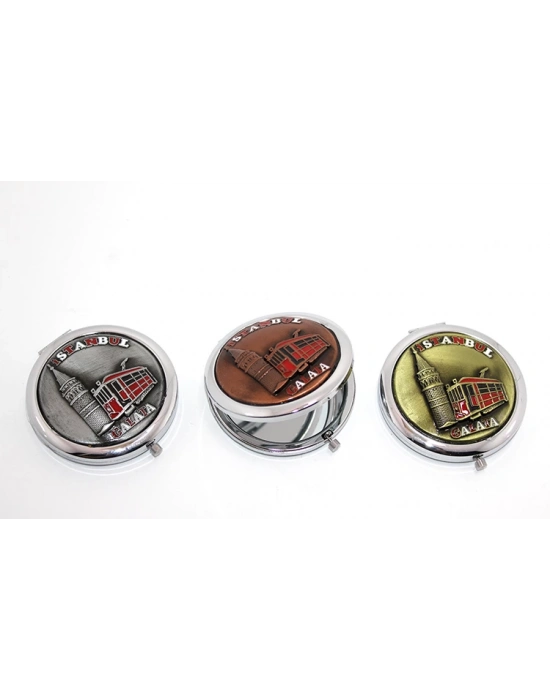 Metal İstanbul Temalı Kabartmalı El Aynası