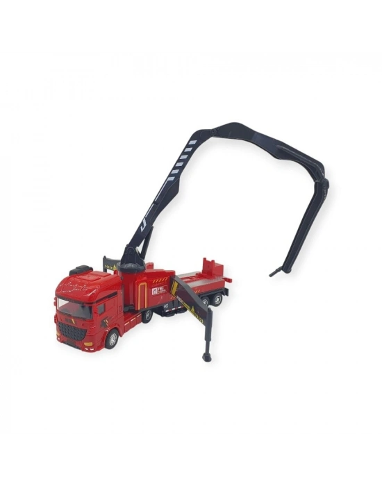 Metal İtfaiye Arabası - Söndürme Vinçli 26cm - 706-43