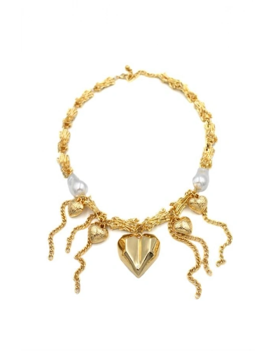 Metal Kalp Kolye - Altın