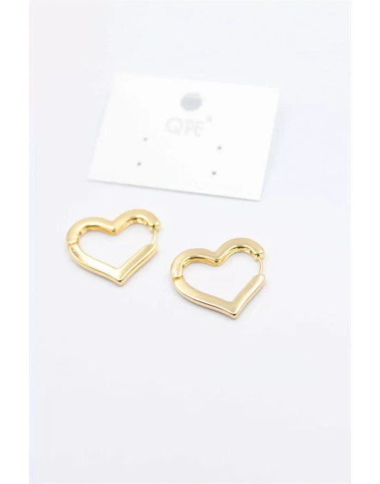 Metal Kalp Küpe - Altın