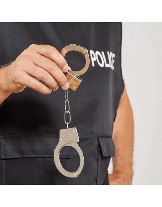 Metal Malzemeden İmal Anahtarlı Oyuncak Polis Kelepçesi