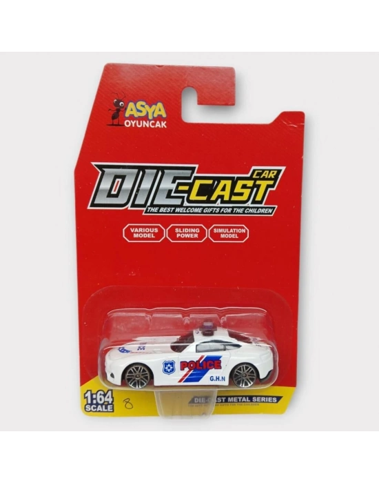 Metal Mini Polis Arabası  8 cm - Polis - 8
