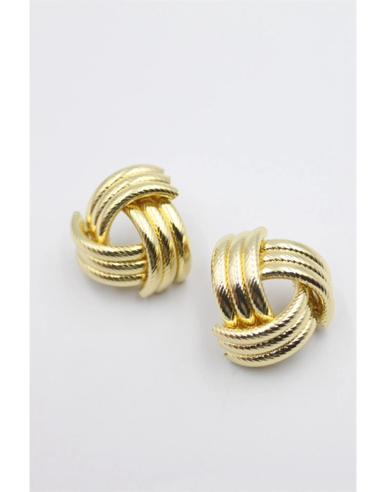 Metal Örgü Küpe - Altın