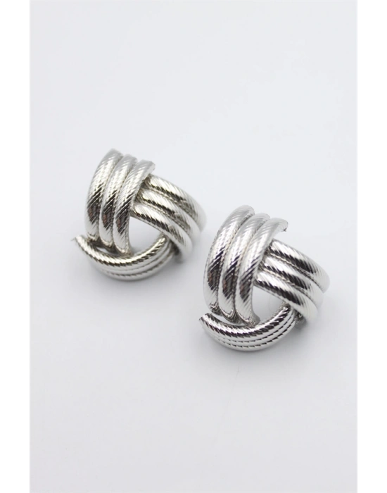 Metal Örgü Küpe - Gümüş