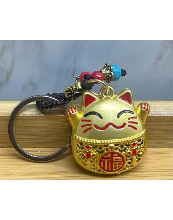 Metal Şans Ve Bereket Kedisi Anahtarlık Model 2