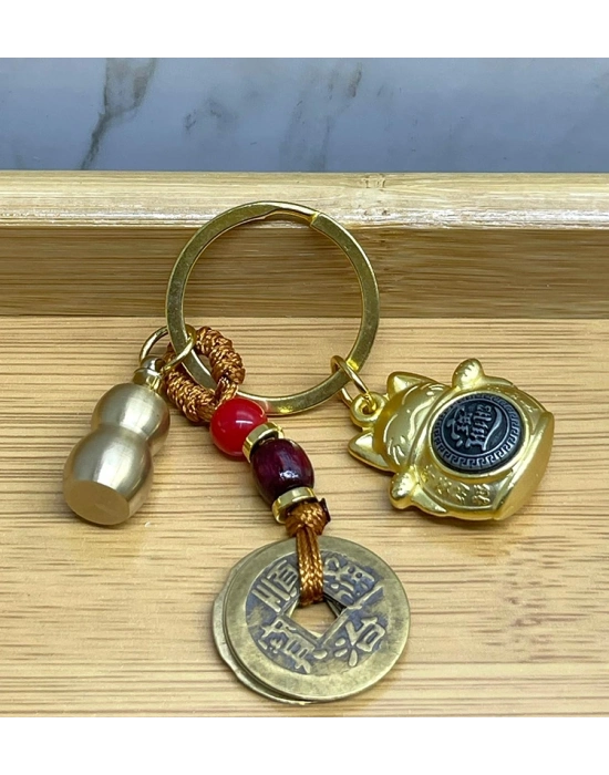 Metal Şans Ve Bereket Kedisi Anahtarlık Model 3