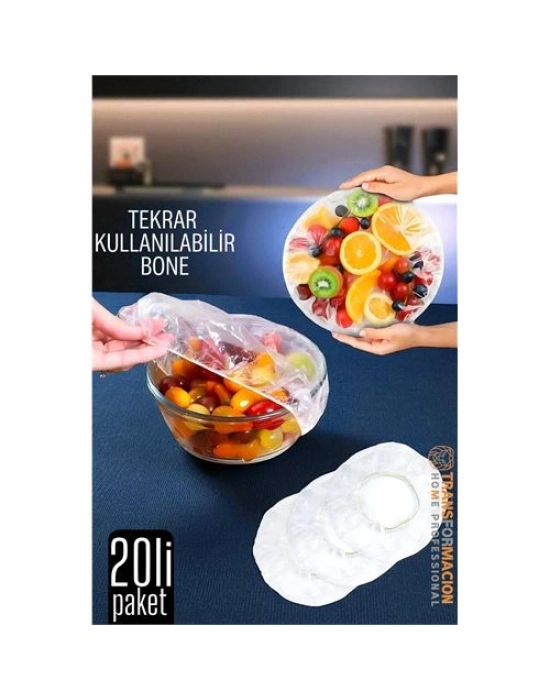 Esnek Kase Bonesi – 20 Adet, 25 cm’e Kadar Uyumlu, Tekrar Kullanılabilir Tabak Bone