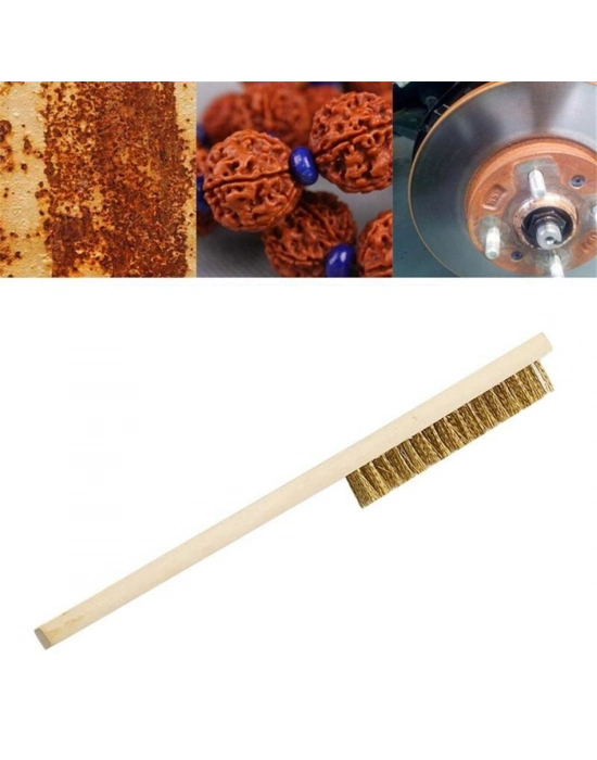 ®  Metal Telli Fırça Ahşap Saplı Pas Kir Sökme Temizleme Fırçası