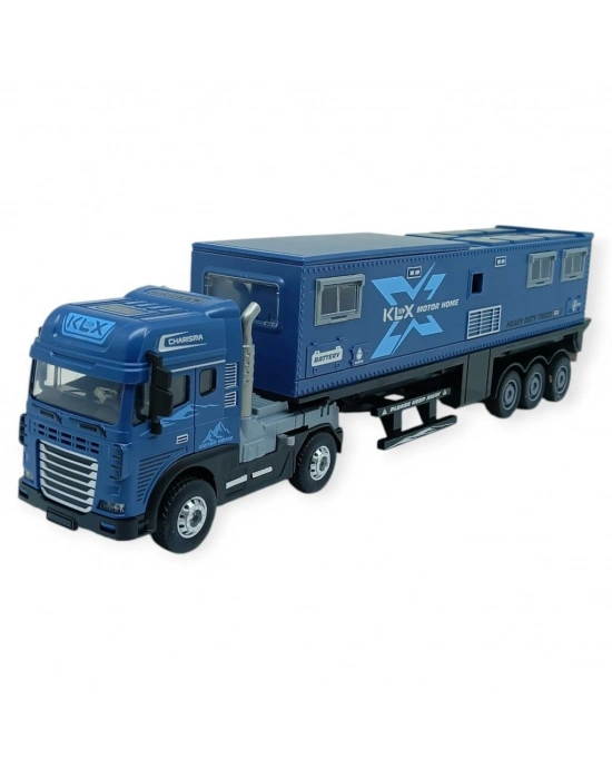 Metal Tır 1:24 - Sesli Işıklı Karavan Tır 39 cm - Lacivert