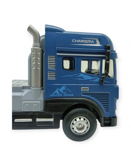 Metal Tır 1:24 - Sesli Işıklı Karavan Tır 39 cm - Lacivert