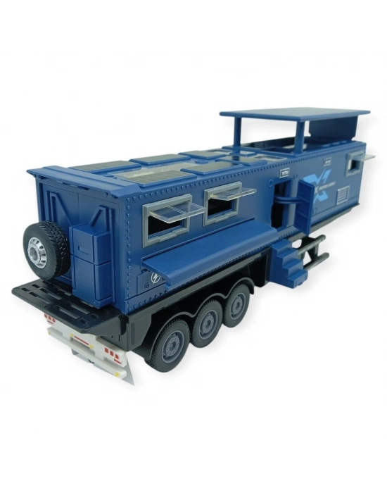 Metal Tır 1:24 - Sesli Işıklı Karavan Tır 39 cm - Lacivert