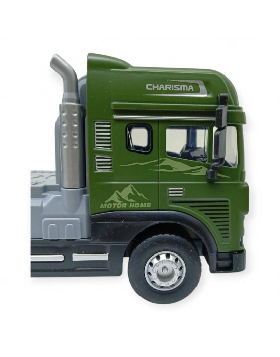 Metal Tır 1:24 - Sesli Işıklı Karavan Tır 39 cm - Yeşil