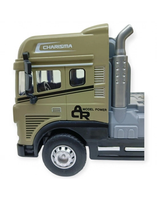 Metal Tır 1:24 - Sesli Işıklı Kum Taşıyıcı Tır 39 cm - Haki