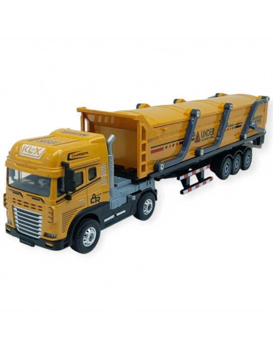 Metal Tır 1:24 - Sesli Işıklı Kum Taşıyıcı Tır 39 cm - Sarı
