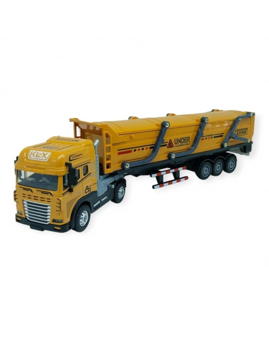Metal Tır 1:24 - Sesli Işıklı Kum Taşıyıcı Tır 39 cm - Sarı