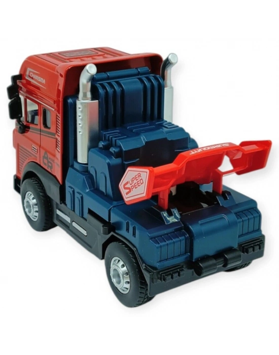 Metal Tır 1:24 - Sesli Işıklı Tır 13 cm - Kırmızı