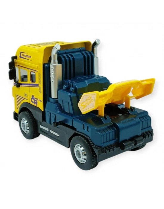 Metal Tır 1:24 - Sesli Işıklı Tır 13 cm - Sarı