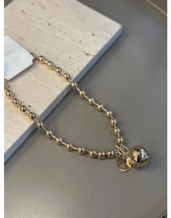 Metal Top Kolye - Altın