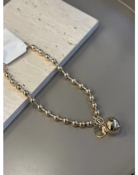 Metal Top Kolye - Altın
